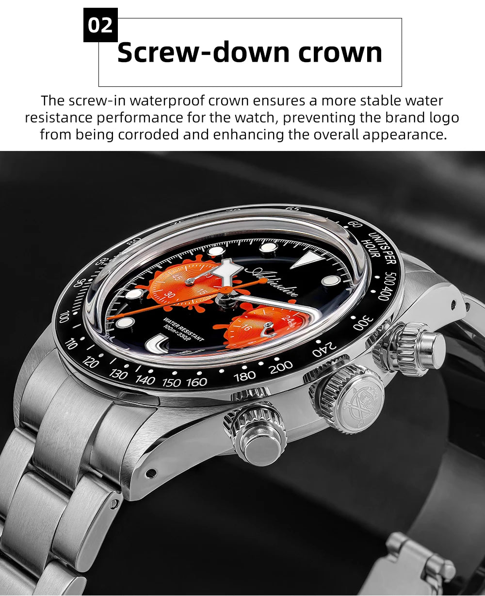 ADDIESDIVE 2026 NEW Multifunctional Chronograph VK64 Quartz Watch Ceramic Bezel Stainless steel Men's Watch Waterproof Luminous