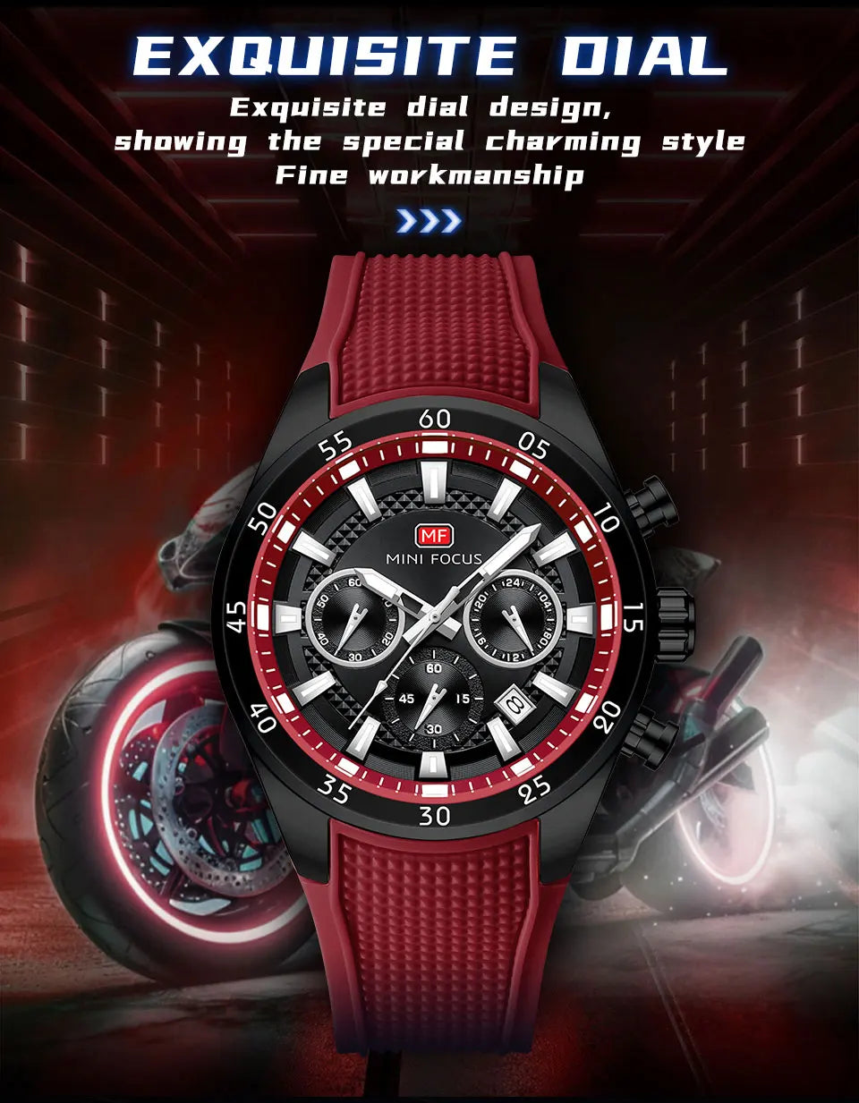 2026 New MINI FOCUS Men's Sports Quartz Watch Casual Analog Wrist Watch with Luminous Hands Silicone Strap Date Water Resistant