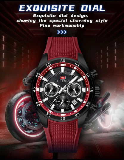 2026 New MINI FOCUS Men's Sports Quartz Watch Casual Analog Wrist Watch with Luminous Hands Silicone Strap Date Water Resistant