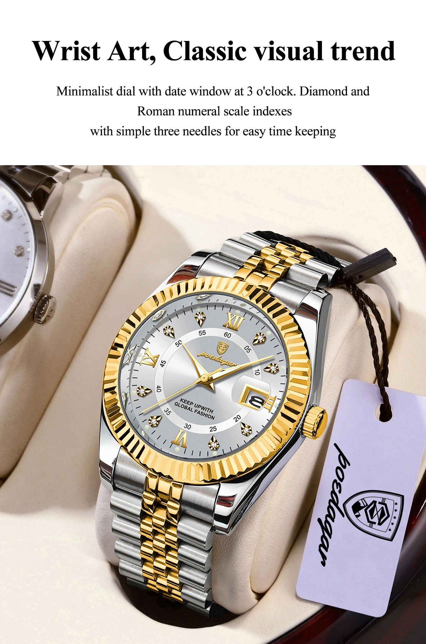 POEDAGAR Business Luxury Men Wristwatch Waterproof Luminous Date Military Man Watch Stainless Steel Fashion Men's Quartz Watches