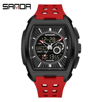 SANDA Luxury Men Wristwatch Electronic LED Display Luminous Sports Man Watch Quartz Waterproof Military Alarm Date Watches Male