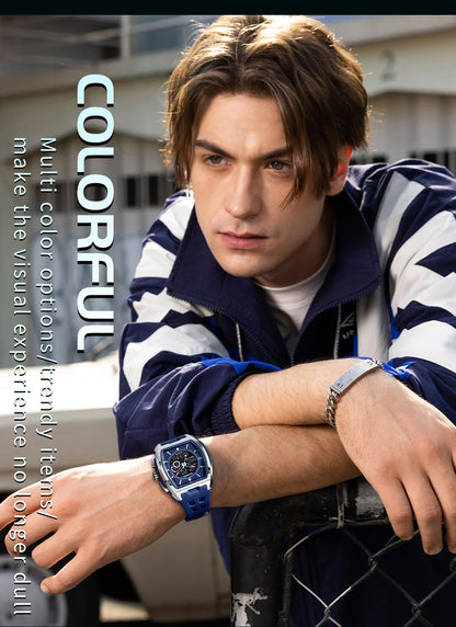 SANDA Luxury Men Wristwatch Electronic LED Display Luminous Sports Man Watch Quartz Waterproof Military Alarm Date Watches Male