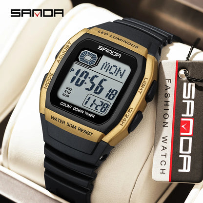 Fashion SANDA New 2208 Fashion Men's Electronic Watch Outdoor Sports Waterproof Timing LED Women's Watch