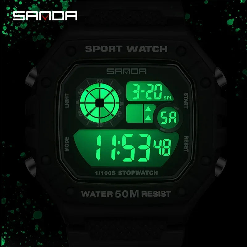 SANDA Fashion Brand Digital G Style Top Men's Watch Luxury Military Sport Waterproof Alarm Stopwatch Clock Relogio Masculino