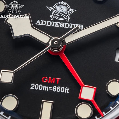 ADDIESDIVE Luxury GMT Men's Diving Watch 200m Waterproof Bubble Mirror Glass Quartz Watch BGW9 Blue Luminous Sports Watch AD2044