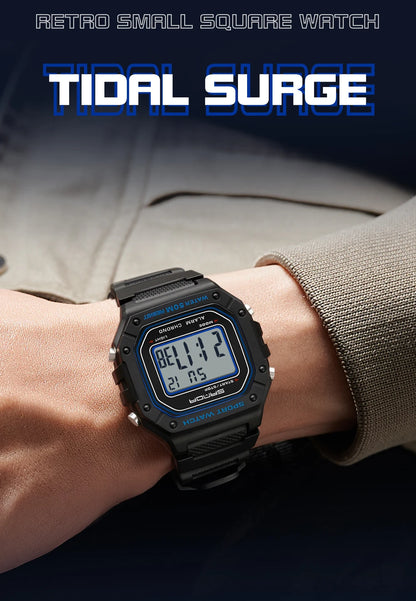 SANDA Fashion 2156 Men's Electronic Watch Movement Rectangular Sports Waterproof LED Display Screen Dial Men's Electronic Watch