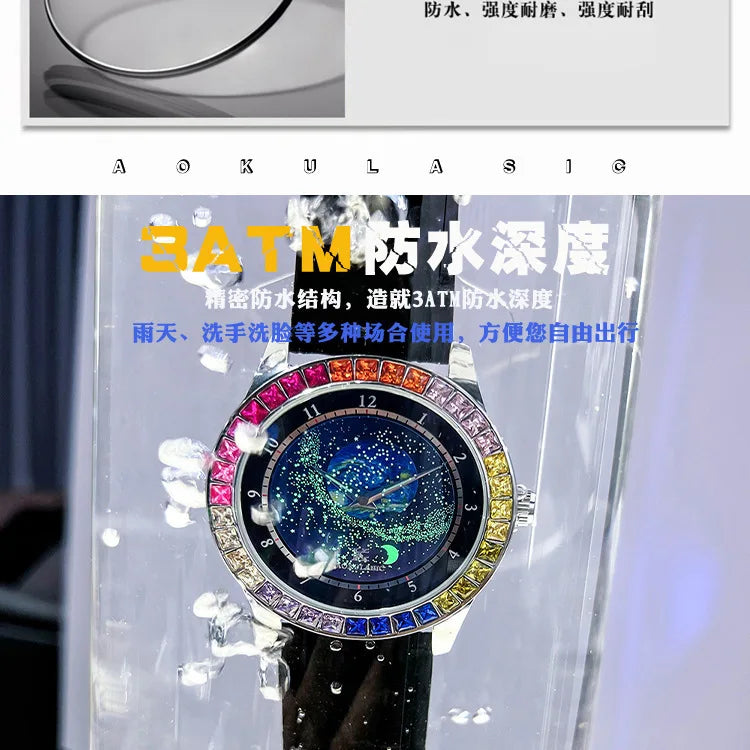 Luxury Sapphire Men's Automatic Mechanical Watch Top Brand Water Resistant Leather Strap Men Wristwatch Reloj Hombre