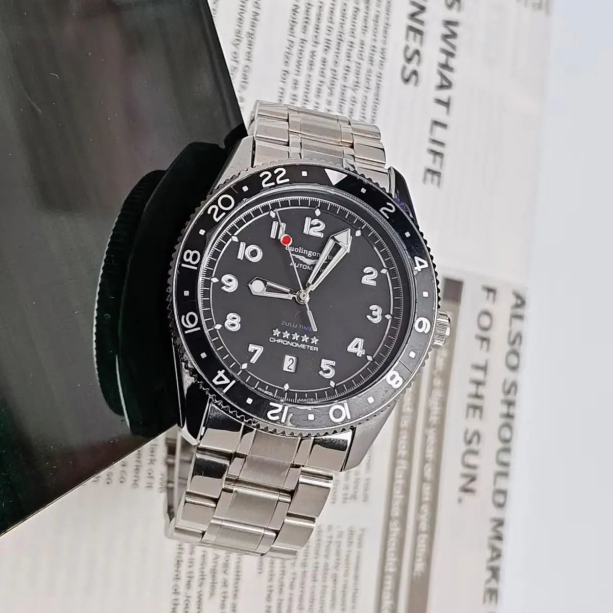 European and American Style High-End Luxury Black Submariner Series Automatic Mechanical Watch for Men, Skeleton Design, Waterproof, Calendar, Fashionable, Business Casual, Versatile, Unique, Cool, Handsome, Trendy Men's Watc