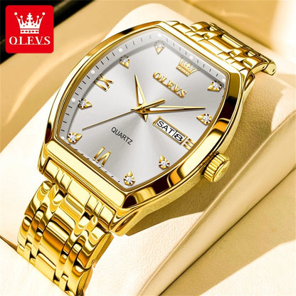 OLEVS 5528 Mens Watch Original Brand Business Quartz Watch Waterproof Luminous Watch For Man Tonneau Dial Reloj Date-Day Watch