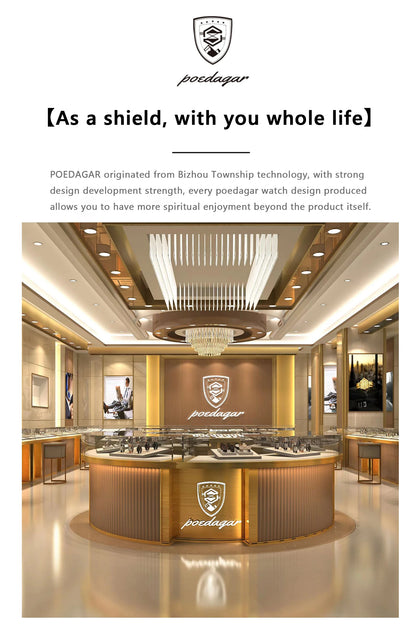 POEDAGAR High Quality Fashion Man Wristwatch Waterproof Luminous Date Week Business Quartz Men's Watches Leather Men Watch Reloj