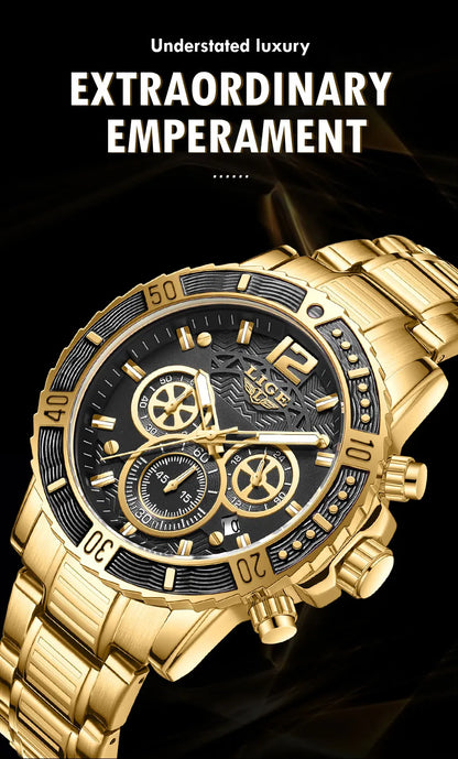 LIGE Luxury Casual Men's Wristwatch Sports Stainless Steel Waterproof Date Man Watch High Quality Fashion Quartz Men Watches