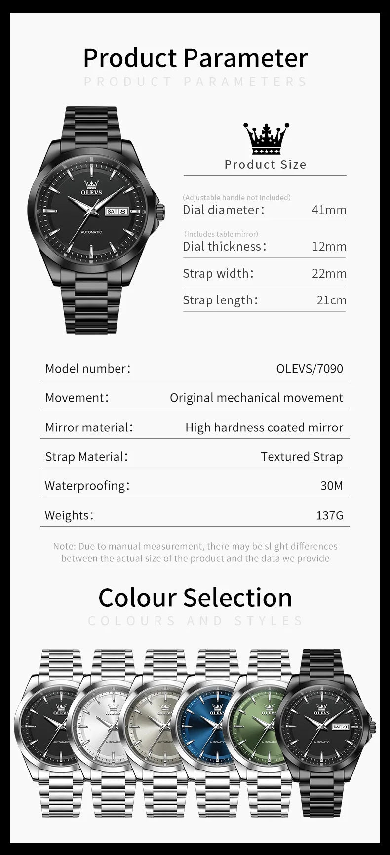 OLEVS 7090 Men's Automatic Mechanical Watch High quality Stainless steel Auto Date Waterproof Luminous Man Watch