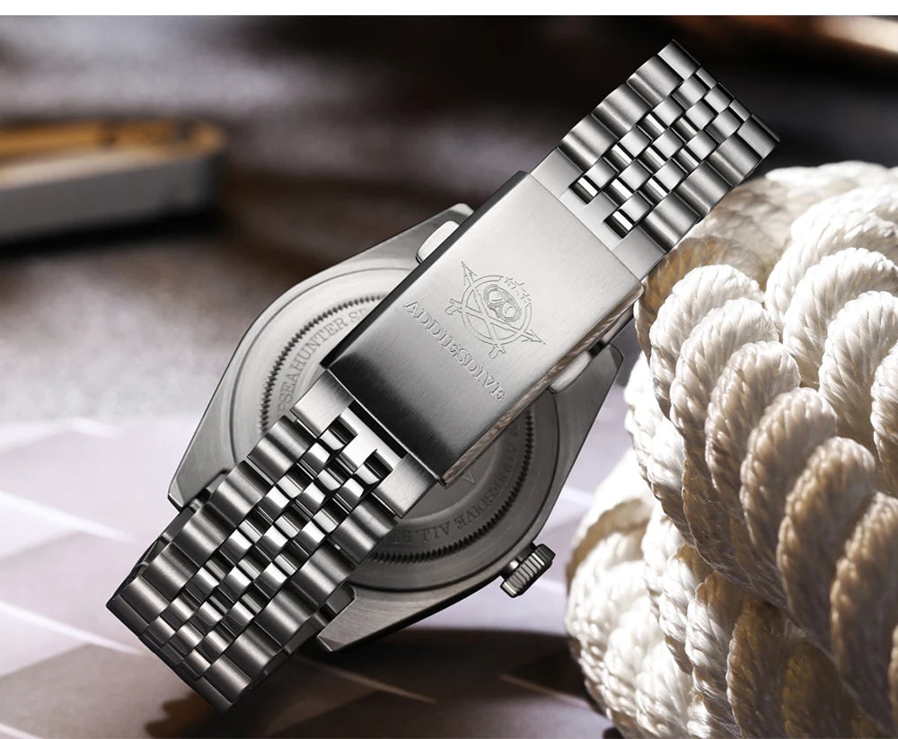 ADDIESDIVE Mens GMT Watches Luxury Stainless Steel Casual Quartz Watch Men Sport 200MM Waterproof Wristwatches Relogio Masculino