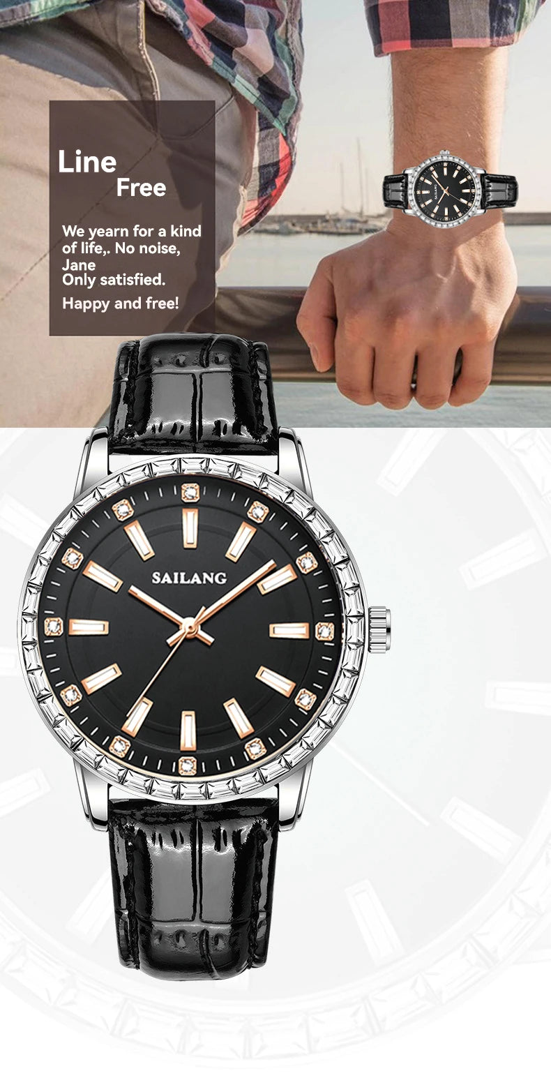 2024 New Aurora Series Fashion Light Luxury Men's Watch Temperament Black Plate Classic Night Glow Waterproof Watch