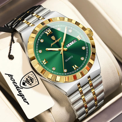 POEDAGAR Business Male Watches Waterproof Luminous Week Date Fashion Men's Wristwatch Stainless Steel Quartz Watch For Men Reloj
