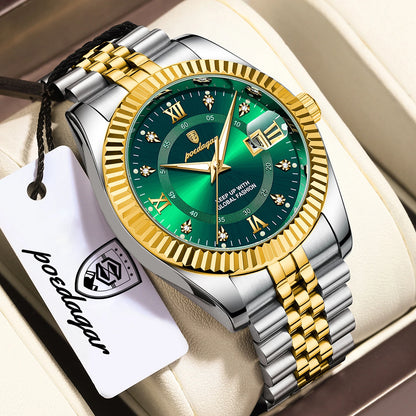 POEDAGAR Business Luxury Men Wristwatch Waterproof Luminous Date Military Man Watch Stainless Steel Fashion Men's Quartz Watches