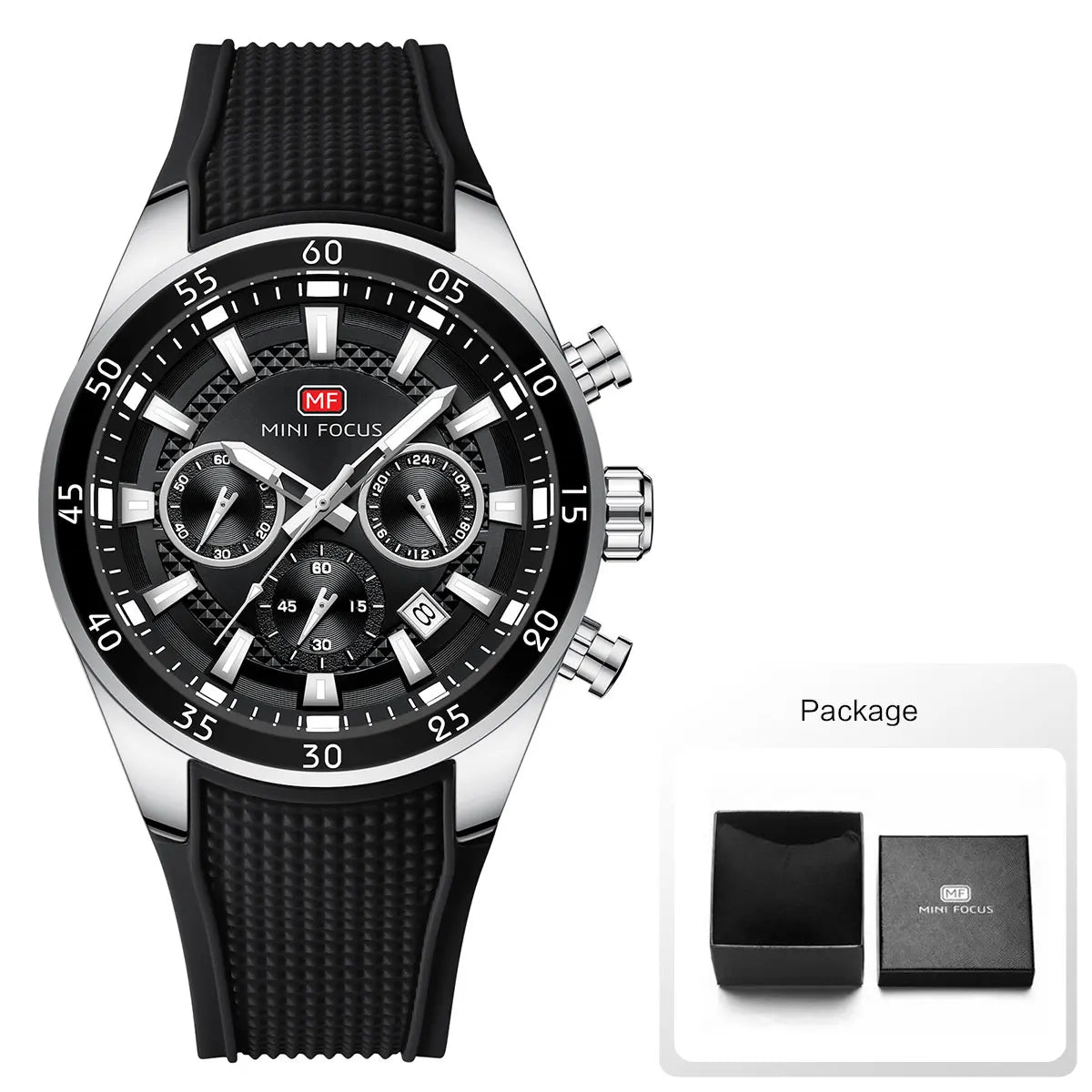 2026 New MINI FOCUS Men's Sports Quartz Watch Casual Analog Wrist Watch with Luminous Hands Silicone Strap Date Water Resistant