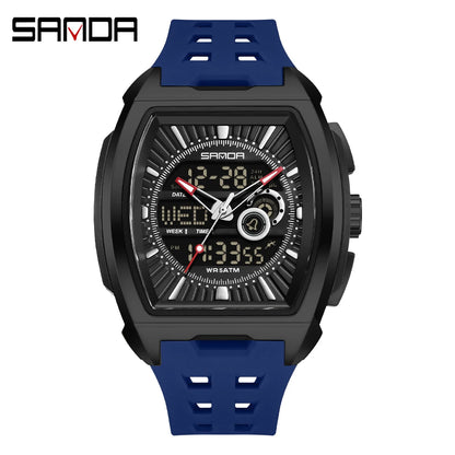 SANDA Luxury Men Wristwatch Electronic LED Display Luminous Sports Man Watch Quartz Waterproof Military Alarm Date Watches Male