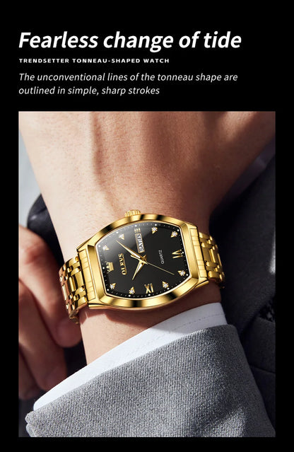 OLEVS 5528 Mens Watch Original Brand Business Quartz Watch Waterproof Luminous Watch For Man Tonneau Dial Reloj Date-Day Watch