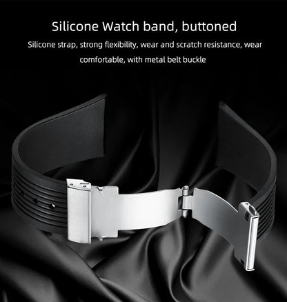 CHENXI Men's Fashion Silicone Chronograph Watch Multifunctional Cool Luminous Quartz Starry Lunar Phases Sport Wristwatch