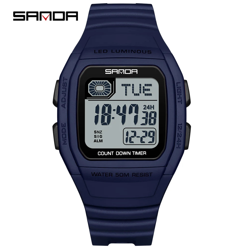 Fashion SANDA New 2208 Fashion Men's Electronic Watch Outdoor Sports Waterproof Timing LED Women's Watch