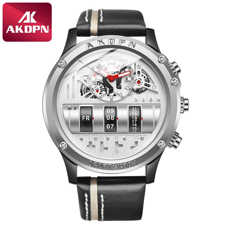 AKDPN Men's Watches Electronics Luxury Quartz Watches for Man Leather Waterproof Digital Versatile Wristwatch reloj hombre Watch