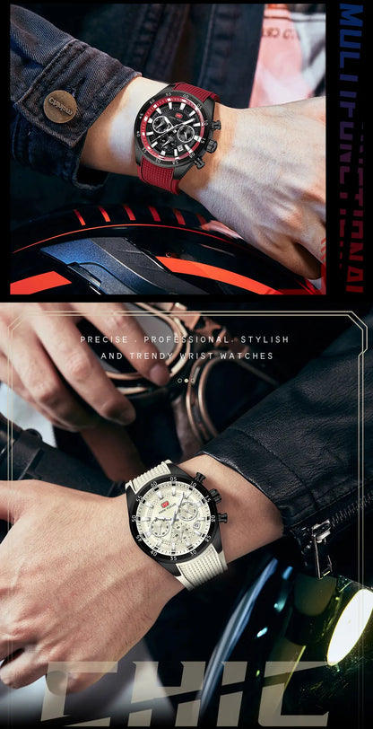 2026 New MINI FOCUS Men's Sports Quartz Watch Casual Analog Wrist Watch with Luminous Hands Silicone Strap Date Water Resistant