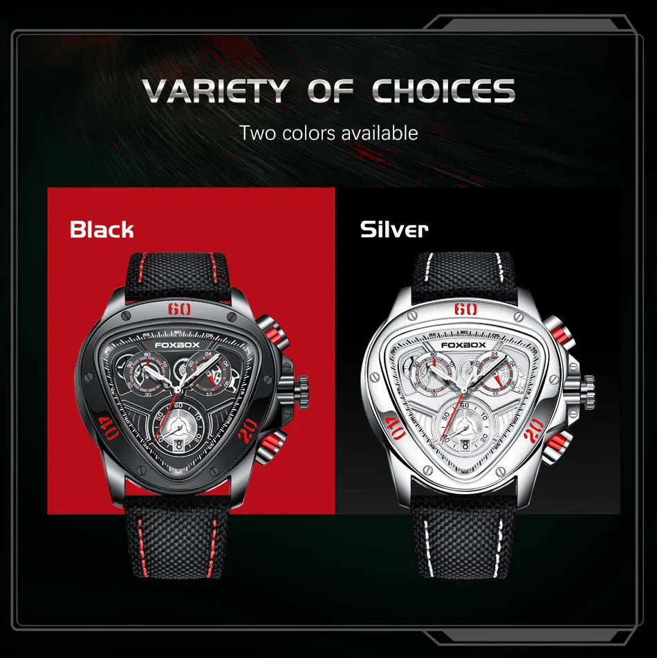 FOXBOX Original Luxury Male Watch Waterproof Luminous Date Week Sports Men's Watches Classic Business Quartz Leather Men Watch