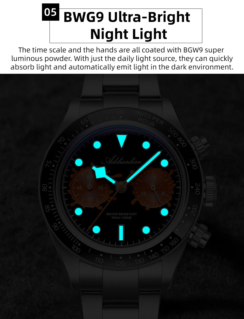 ADDIESDIVE 2026 NEW Multifunctional Chronograph VK64 Quartz Watch Ceramic Bezel Stainless steel Men's Watch Waterproof Luminous