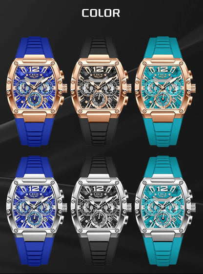 LIGE Original Brand Fashion Mens Watches Sport Military Chronograph Calendar Silicone Strap Quartz Wristwatch Relogio Masculino