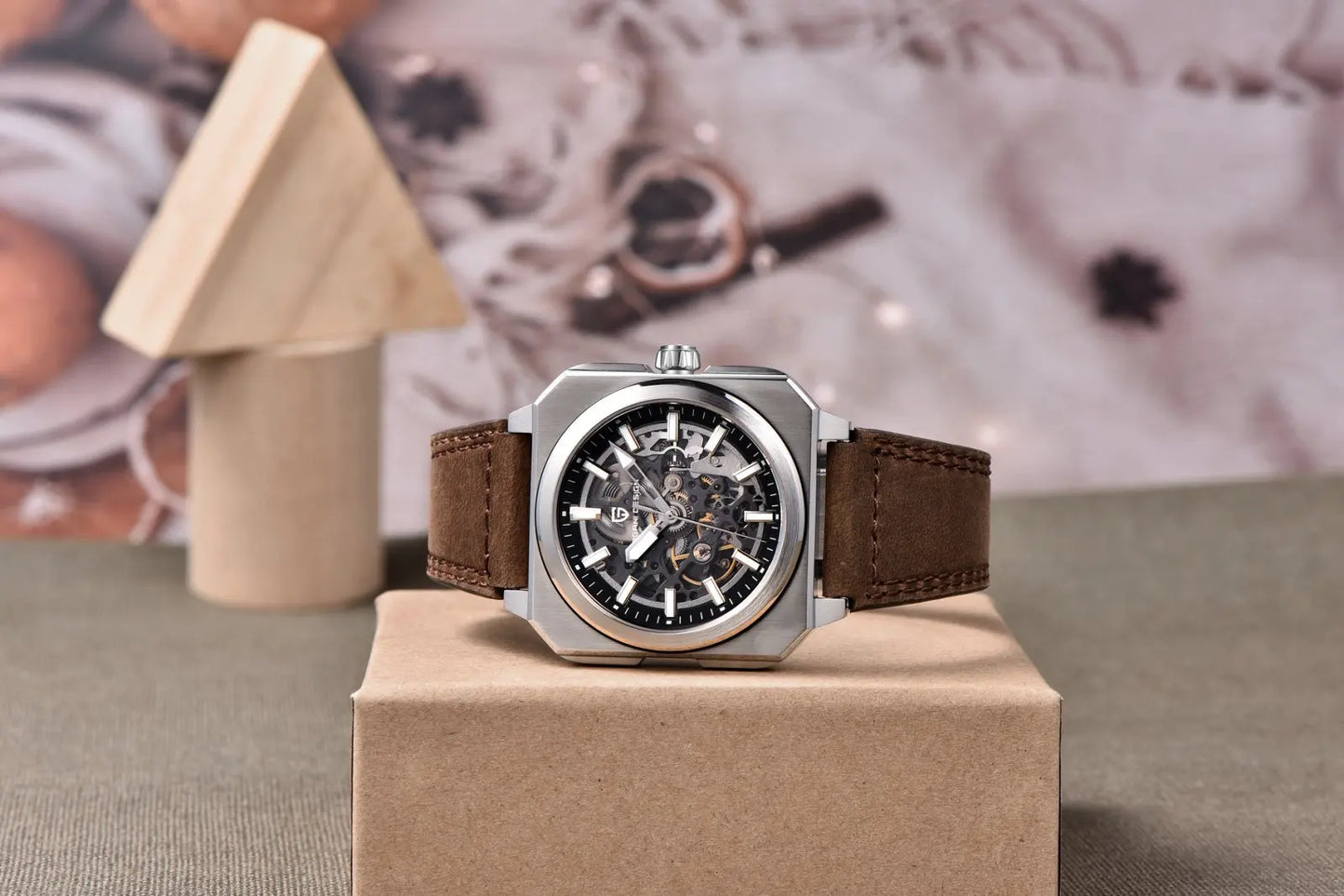 PAGANI DESIGN sports Square Men's Mechanical Automatic Watch Waterproof Retro Leather Outdoor Sports Luminous Gift Men's Watch