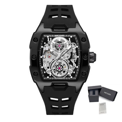 MEGIR New Men Watches Luxury Brand Automatic Mechanical Watch Silicone Sports Casual Wristwatch Waterproof Clock Male Gift 8602