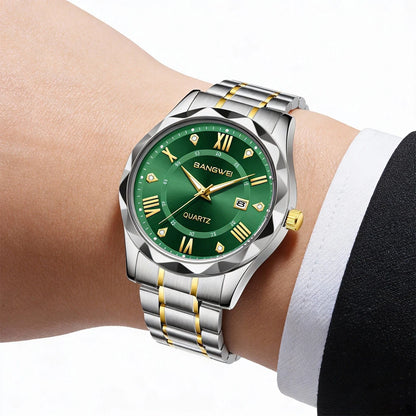 BANGWEI Quartz Watch For Men Luxury Calendar Waterproof Business Men's Wristwatch Luminous Big Dial Simple Man Watch hombre