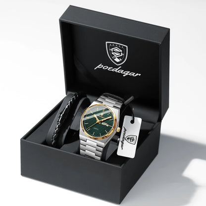 POEDAGAR High Quality Luxury Watch For Men Waterproof Luminous Man Wristwatch Original Date Week Quartz Casual Men's Watches+Box