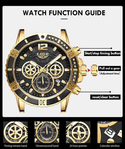 LIGE Luxury Casual Men's Wristwatch Sports Stainless Steel Waterproof Date Man Watch High Quality Fashion Quartz Men Watches