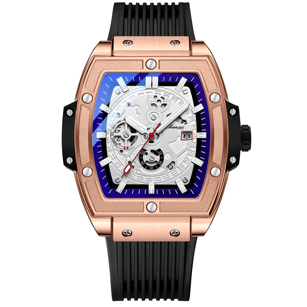 CHENXI Top Brand Popular Men Sports Watch Quartz Luxury Waterproof Silicone Strap WristWatch New Fashion Men's Date Clock