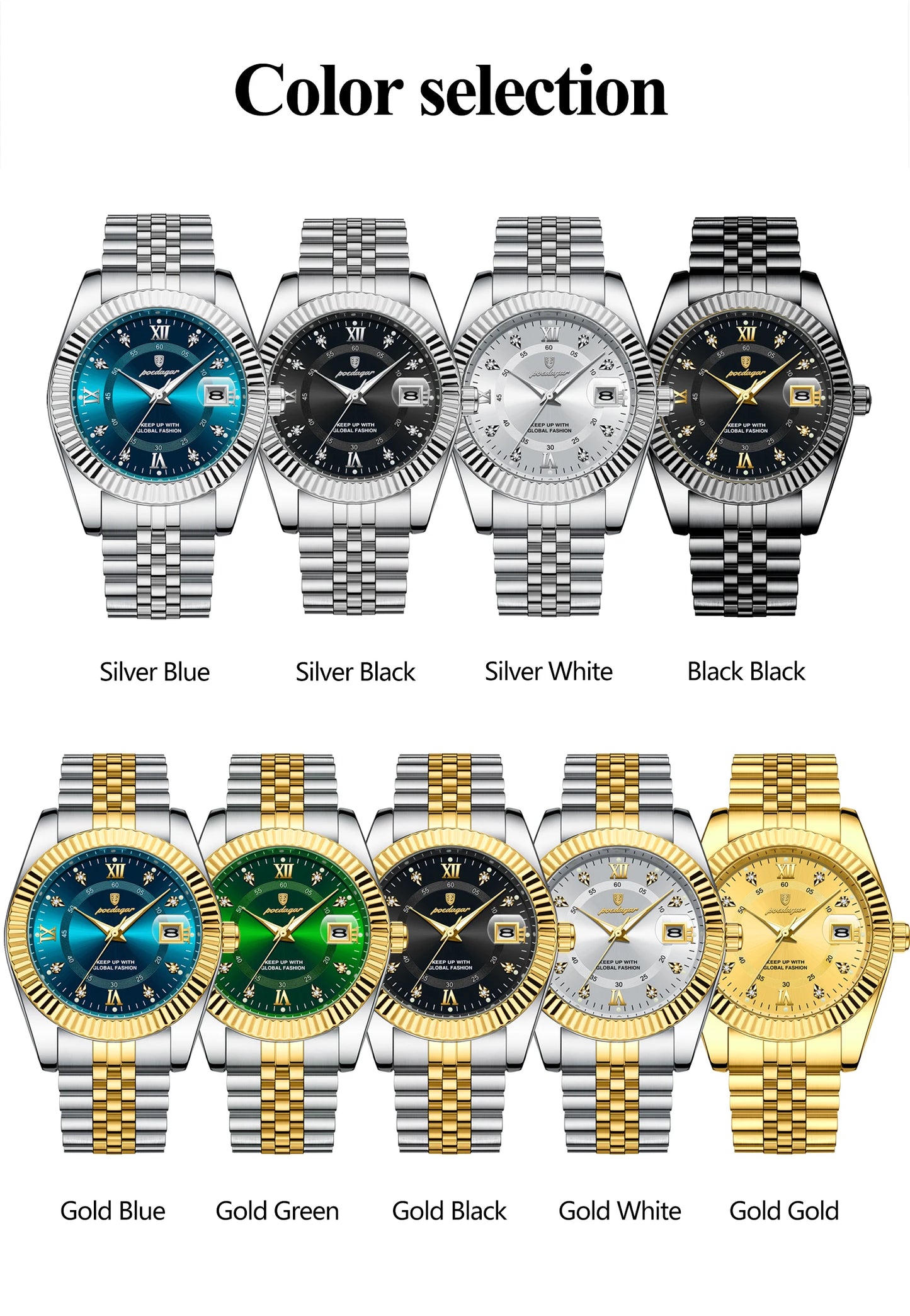 POEDAGAR Business Luxury Men Wristwatch Waterproof Luminous Date Military Man Watch Stainless Steel Fashion Men's Quartz Watches