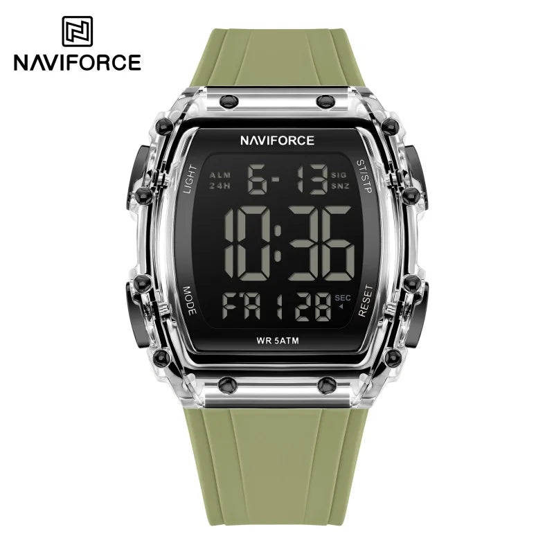 NAVIFROCE Relogio Masculino 2025 Man LCD Display Wristwatches Men Watches Luminous Military Sport Waterproof Quartz Male Clock
