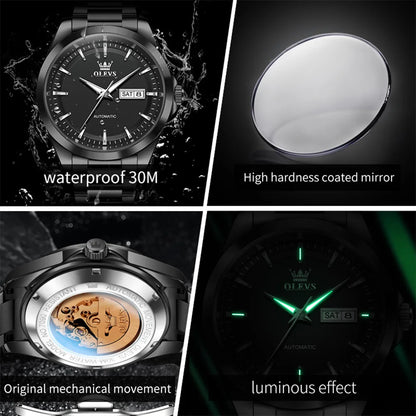 OLEVS 7090 Men's Automatic Mechanical Watch High quality Stainless steel Auto Date Waterproof Luminous Man Watch