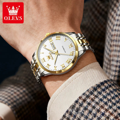 OLEVS 7060 Men's Automatic Watch Stainless steel Strap Waterproof Calendar Mechanical Watch for Men
