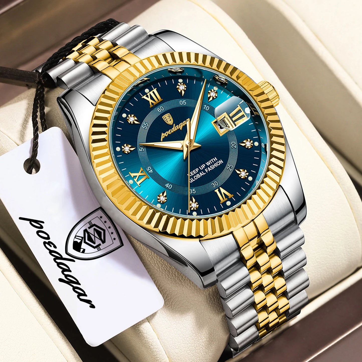 POEDAGAR Business Luxury Men Wristwatch Waterproof Luminous Date Military Man Watch Stainless Steel Fashion Men's Quartz Watches