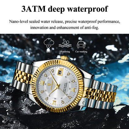 POEDAGAR Business Luxury Men Wristwatch Waterproof Luminous Date Military Man Watch Stainless Steel Fashion Men's Quartz Watches