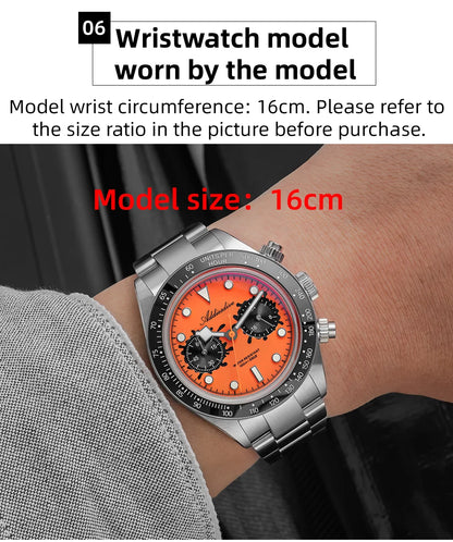 ADDIESDIVE New Luxury Mens Quartz Chronograph Watch VK64 Luxury Wristwatch Ceramic Bezel Stainless Steel 100M Waterproof AD2520