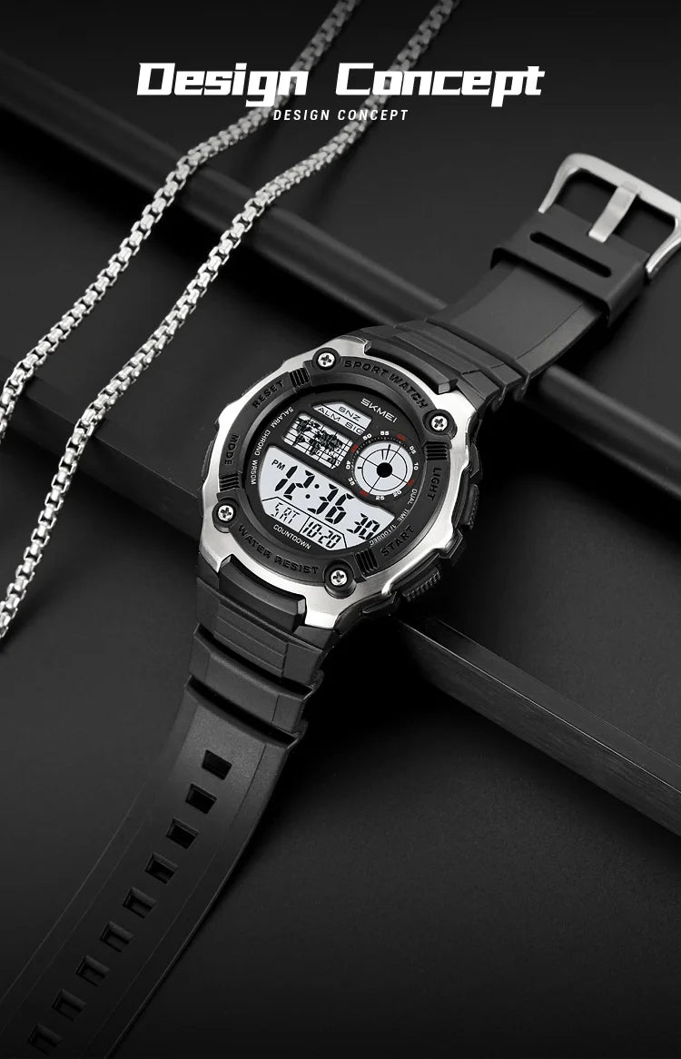 SKMEI 2517 Fashion Multifunction Electronic Watches for Man Alarm Clock Students Wristwatch Waterproof Casual Men Digital Watch