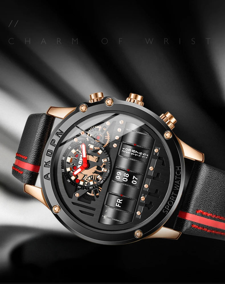 AKDPN Men's Watches Electronics Luxury Quartz Watches for Man Leather Waterproof Digital Versatile Wristwatch reloj hombre Watch