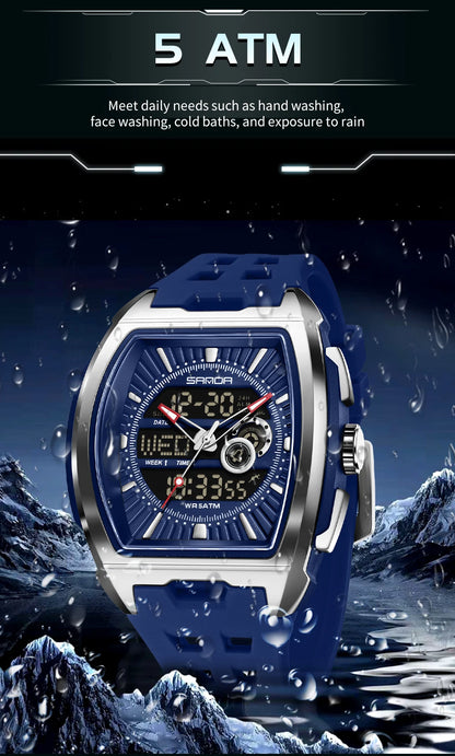 SANDA Luxury Men Wristwatch Electronic LED Display Luminous Sports Man Watch Quartz Waterproof Military Alarm Date Watches Male