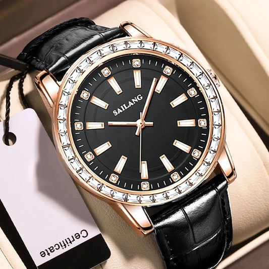 2024 New Aurora Series Fashion Light Luxury Men's Watch Temperament Black Plate Classic Night Glow Waterproof Watch