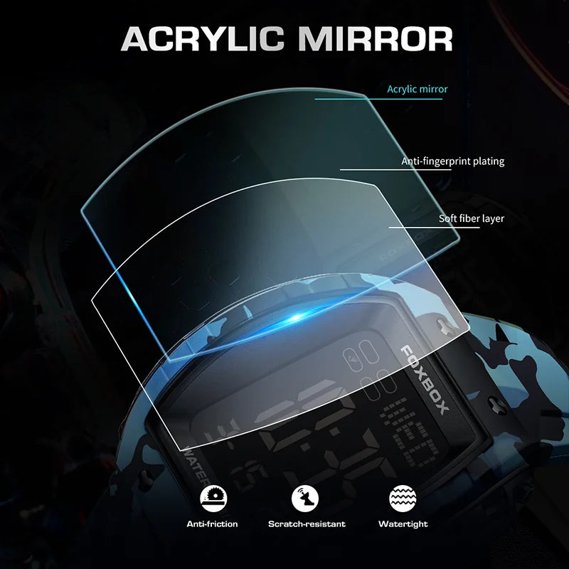 FOXBOX Military Watches For Men Fashion Square Waterproof Luminous Sports Men's Watch LED Electronic Wristwatch Reloj Hombre+BOX