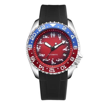 New Men's Automatic Mechanical Watch Soft Silicone Strap Waterproof Luminous Hands Calendar Sport Wristwatches Relogio Masculino