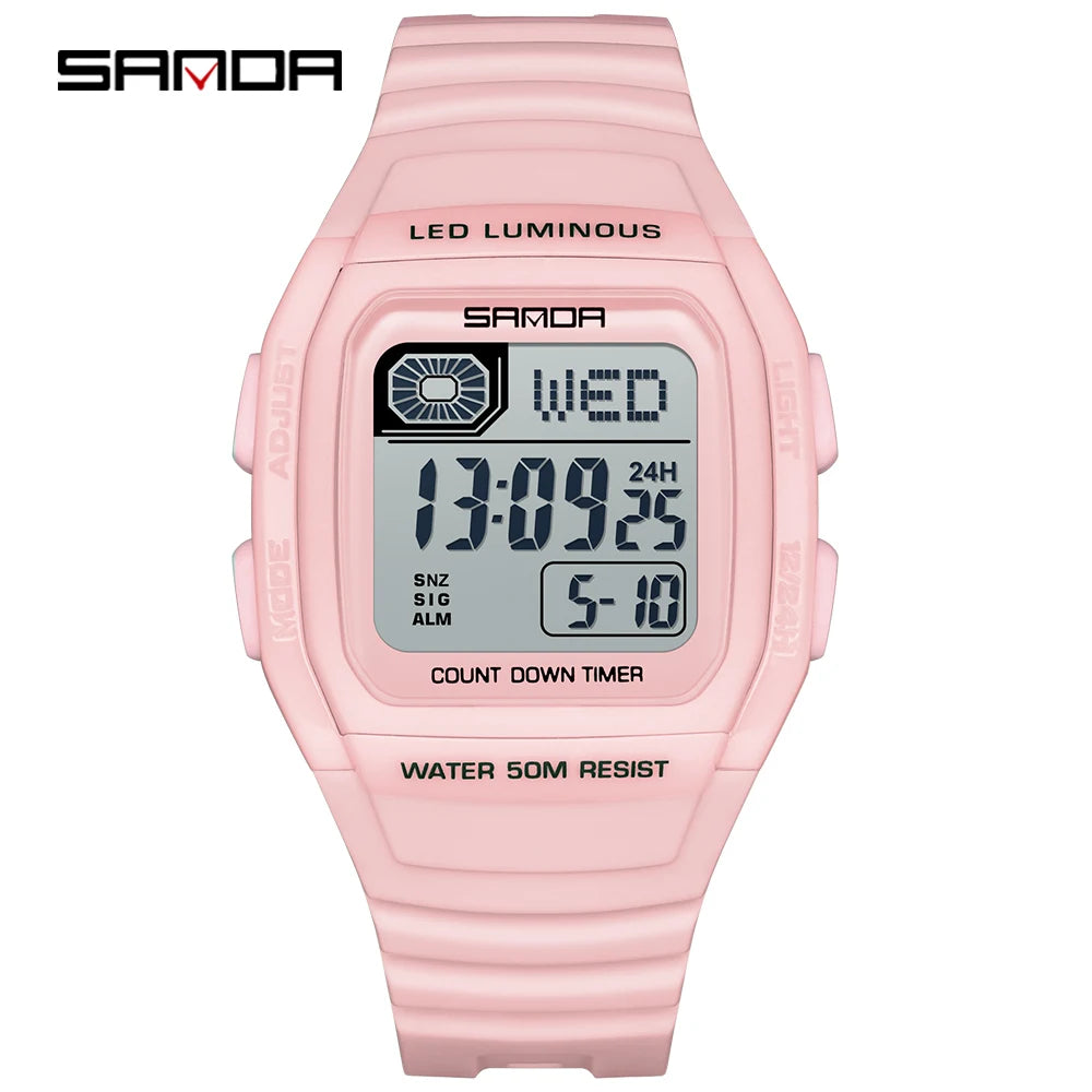 Fashion SANDA New 2208 Fashion Men's Electronic Watch Outdoor Sports Waterproof Timing LED Women's Watch